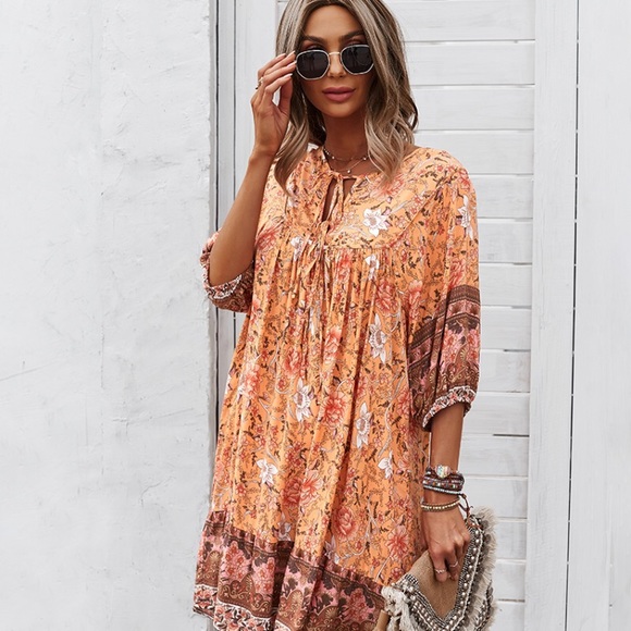 BOHO CHIC BABY DOLL FLORAL PRINT DRESS 💐 - Picture 4 of 7